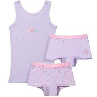 Funderwear meisjes setje Tiger - Onderbroek & Hemdje - Boxershorts - Roze - Groen - Paars - thumbnail