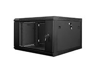 Lanberg wall-mounted installation rack cabinet 19'' 6U 600x600mm black (glass door) - thumbnail