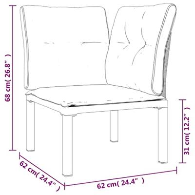 3-delige Loungeset met kussens poly rattan zwart en grijs - thumbnail