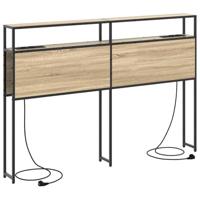 Opberghoofdbord met plank Sonoma eiken 135 cm Bewerkt hout - thumbnail