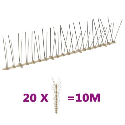 Vogel- en duivenpinnen met 4 rijen 20 st 10 m kunststof