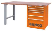 Bahco Werkbank | heavy-duty | met MDF werkblad | ladeblok | 6 lades | 2 poten | blauw | 1500 mm x 750 mm x 880 mm - 1495KH6BLWB15TD - thumbnail