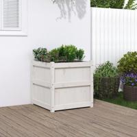 Plantenbak 60x60x60 cm massief grenenhout wit - thumbnail