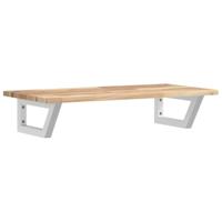 Badkamer wandschap staal en massief acaciahout - thumbnail