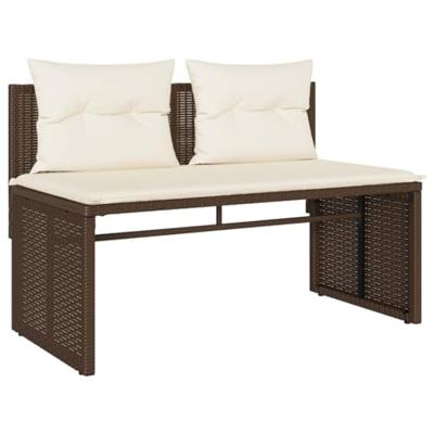4-delige Loungeset met kussens poly rattan bruin