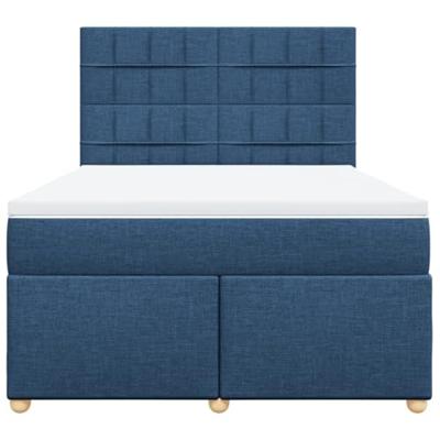 Boxspring met matras stof blauw 140x200 cm