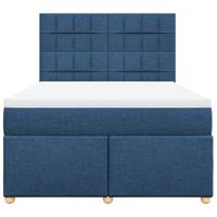 Boxspring met matras stof blauw 140x200 cm - thumbnail