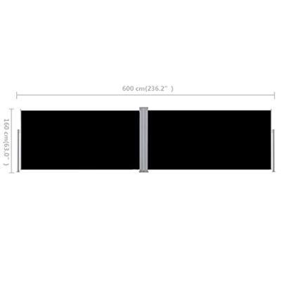Windscherm uittrekbaar 160x600 cm zwart Windscherm uittrekbaar 160x600 cm zwart