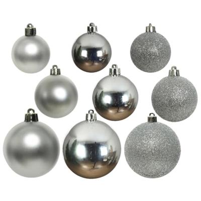 Decoris kerstballen set Plastic 26st zilver 6-8-10cm Decoris kerstballen set Plastic 26st zilver 6-8-10cm