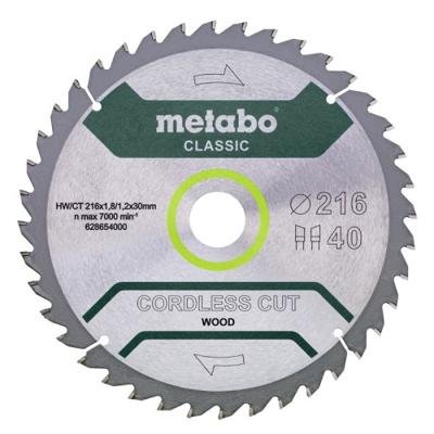 Metabo CORDLESS CUT WOOD CLASSIC 628654000 Cirkelzaagblad 216 x 30 x 1.2 mm Aantal tanden: 40 1 stuk(s)