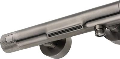 Ben Engraved Cross badkraan met watervaluitloop thermostatisch gunmetal