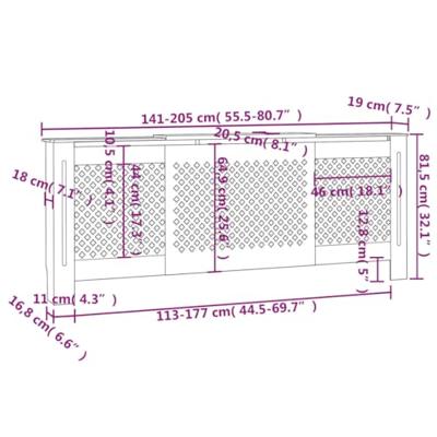 VidaXL Radiatorombouw 205 cm mdf grijs