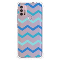 Motorola Moto G30 | G20 | G10 Doorzichtige Silicone Hoesje Zigzag Blauw - thumbnail