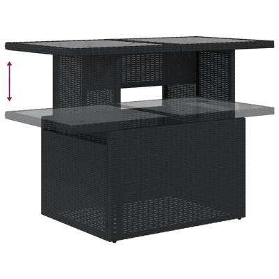 8-delige Loungeset met kussens poly rattan zwart - thumbnail
