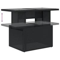 Tuintafel met glazen blad 100x55x73 cm poly rattan zwart - thumbnail