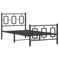 Bedframe met hoofd- en voeteneinde metaal zwart 90x200 cm - thumbnail