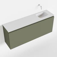 MONDIAZ OLAN 120cm toiletmeubel army. LEX wastafel talc rechts geen kraangat - thumbnail