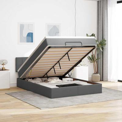 Bed met matras 140x190 cm stof donkergrijs