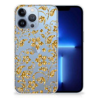 Apple iPhone 13 Pro | TPU Case | Gouden Bloemen Apple iPhone 13 Pro | TPU Case | Gouden Bloemen