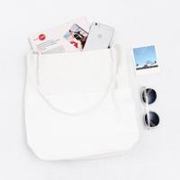 Opvouwbare student literaire canvas schoudertas (wit) - thumbnail