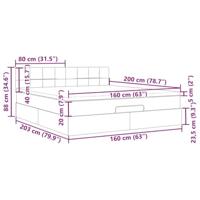 Ottoman bed met matras en LED's 160x200cm fluweel donkergrijs - thumbnail