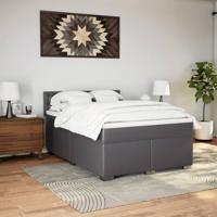 Boxspring met matras kunstleer grijs 160x200 cm - thumbnail