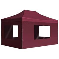 VidaXL Partytent inklapbaar met wanden 4,5x3 m aluminium wijnrood - thumbnail