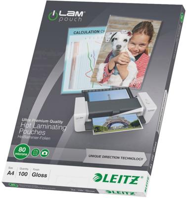 Leitz Lamineerfolie DIN A4 80 micron glanzend 100 stuk(s) Leitz Lamineerfolie DIN A4 80 micron glanzend 100 stuk(s)
