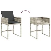 Tuinstoelen 4 st met kussens poly rattan lichtgrijs - thumbnail