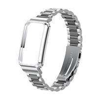 Metalen schakelband met case - Zilver met zwart - Xiaomi Smart band 7 Pro - thumbnail