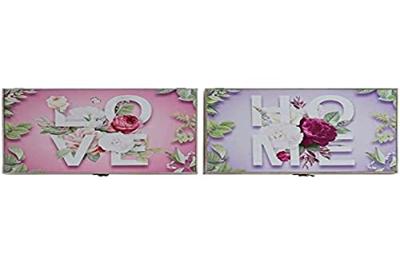 Decoratieve Doos DKD Home Decor Roze Lila Hout MDF Tropisch Teller (2 Stuks)
