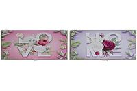 Decoratieve Doos DKD Home Decor Roze Lila Hout MDF Tropisch Teller (2 Stuks) - thumbnail