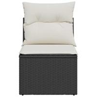 Tuinbank zonder armleuning met kussens poly rattan zwart - thumbnail