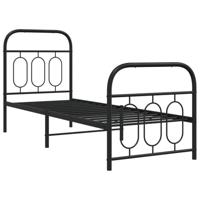 Bedframe met hoofd- en voeteneinde metaal zwart 75x190 cm - thumbnail