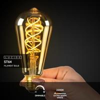 Lucide ST64 - Filament lamp - Ø 6,4 cm - LED Dimb. - E27 - 1x4,9W 2200K - Amber - thumbnail
