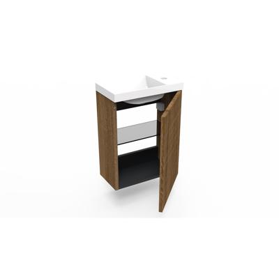 Fonteinkast Cafe Oak Arcqua Ridge 40x55x28 cm Incl. Fontein Glans Wit Zonder Overloop Arcqua