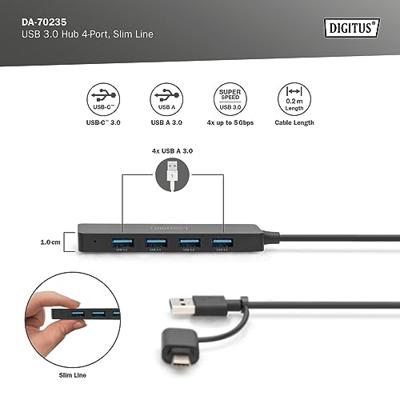 Digitus DA-70235 DA-70235 USB-hub 4 poorten USB-A USB 3.0 5 GBit/s Met USB-C stekker Zwart