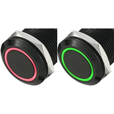 TRU COMPONENTS 702477 LAS1-AGQ-11E/R-G Vandalismebestendige druktoets 250 V/AC 5 A 1x uit/(aan) Moment Rood, Groen 1 stuk(s)