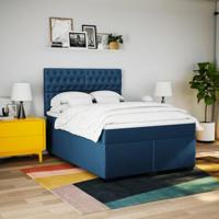 Boxspring met matras stof blauw 140x200 cm - thumbnail