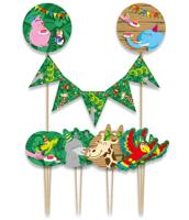Cake decoratie jungle 9 stuks - thumbnail