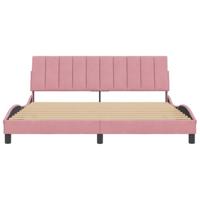 Bedframe met hoofdeinde fluweel roze 180x200 cm - thumbnail