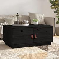 Salontafel 80x50x35 cm massief grenenhout zwart - thumbnail
