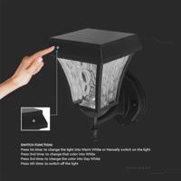 V-TAC VT-982-S Solar Wandlamp - IP65 Waterdicht - Mat Zwart - 2W - 110 Lumen - 3IN1 - thumbnail