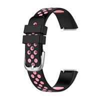 Fitbit Luxe - Siliconen sportbandje - Maat: Large - Zwart + roze - thumbnail
