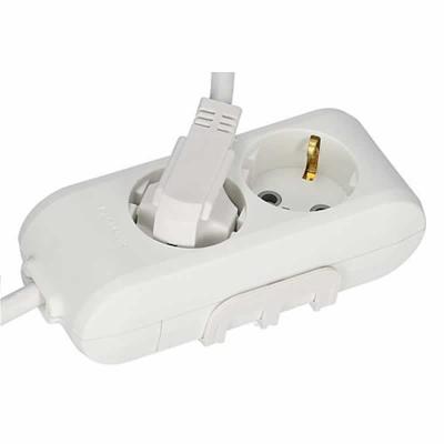 Panasonic stopcontact 2 voudig wit met 1.5 meter snoer ophang mogelijkheid en haak ophanging