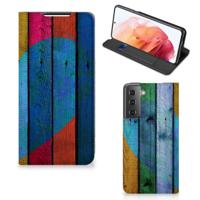 Samsung Galaxy S21 Book | Wallet Case | Wood Heart - Cadeau voor je Vriend - thumbnail