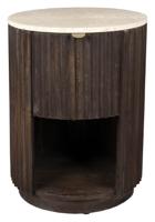 Dutchbone Bijzettafel/Nachtkastje 'Marlow' Mangohout en Travertin - thumbnail