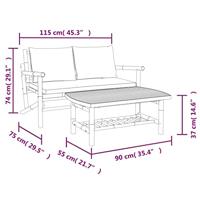 2-delige Loungeset met kussens bamboe crmewit - thumbnail