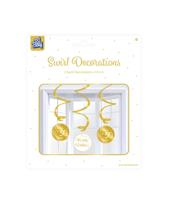 Hangdecoratie Swirls 30 Jaar Goud/Wit (3st) - thumbnail