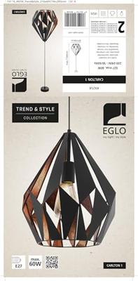 Eglo HanglampCarlton 1 31cm zwart met koper - 49254